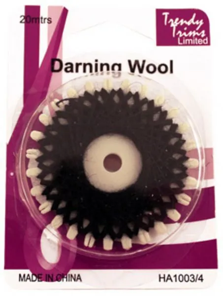 Darning Wool - Black or Natural White Colour
